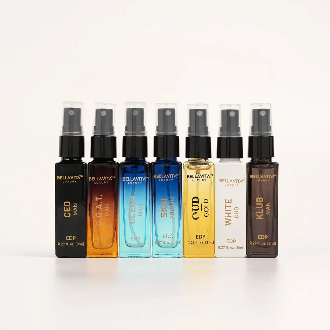 Bellavita Luxury'S Discovery Gift Set for Men | 7X8 Ml Micro Perfumes | CEO Man, GOAT Man, Klub Man, Skai, Ocean Man, White Oud, Gold Oud