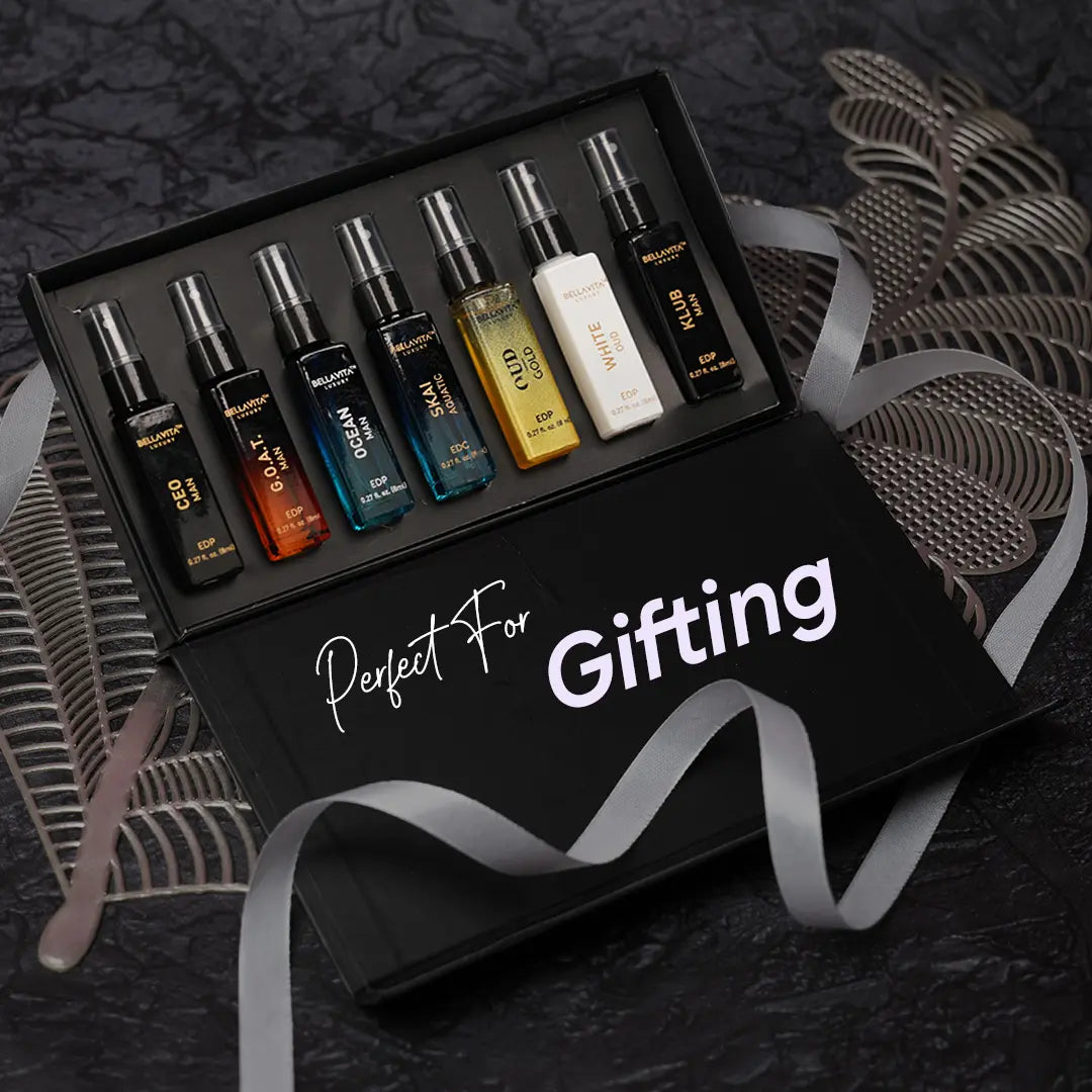 Bellavita Luxury'S Discovery Gift Set for Men | 7X8 Ml Micro Perfumes | CEO Man, GOAT Man, Klub Man, Skai, Ocean Man, White Oud, Gold Oud