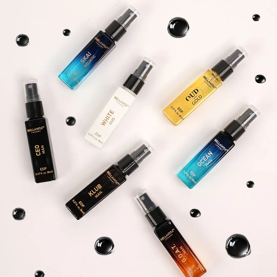 Bellavita Luxury'S Discovery Gift Set for Men | 7X8 Ml Micro Perfumes | CEO Man, GOAT Man, Klub Man, Skai, Ocean Man, White Oud, Gold Oud